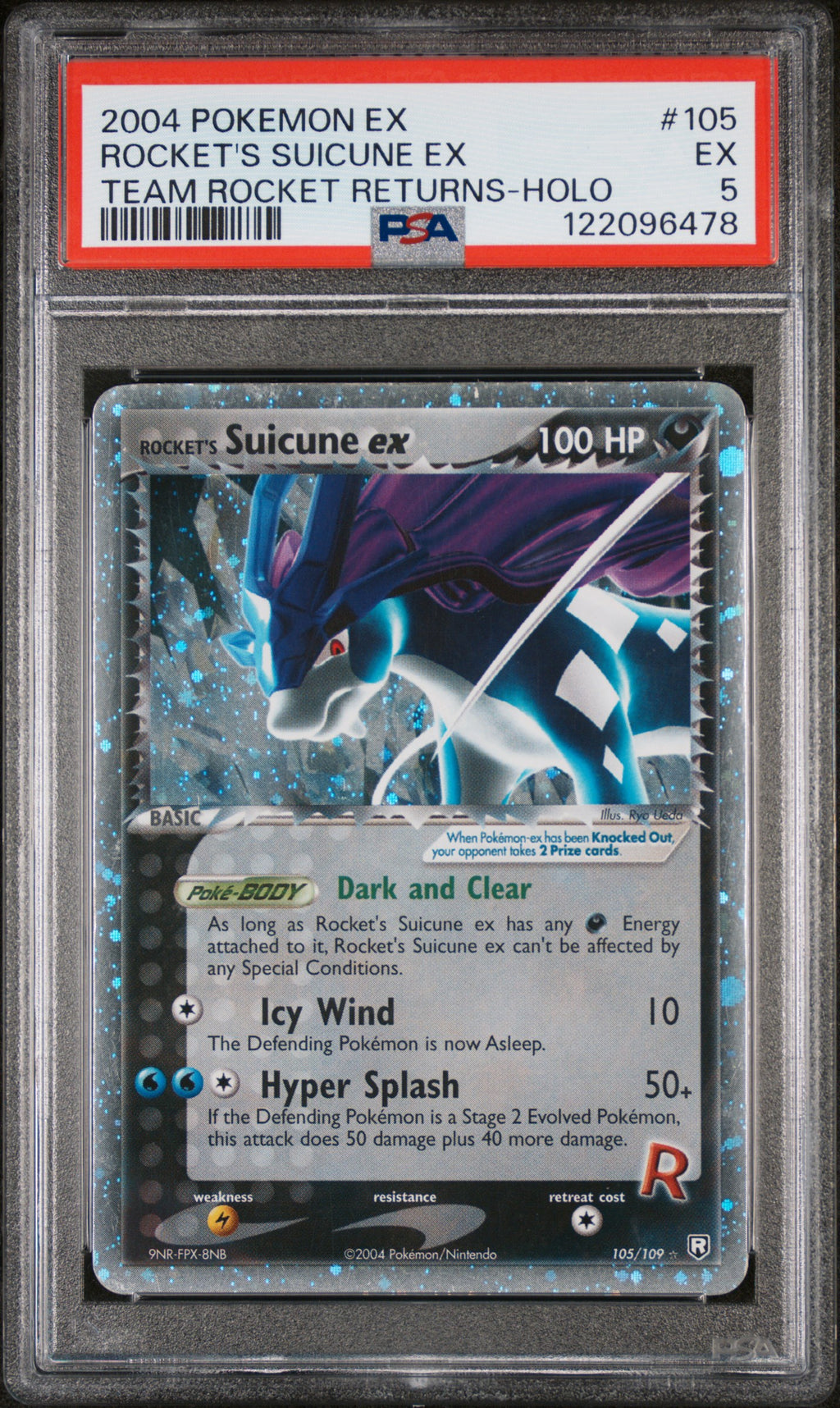 Rocket's Suicune EX Holo 105/109 Team Rocket Returns Pokemon PSA 5 front