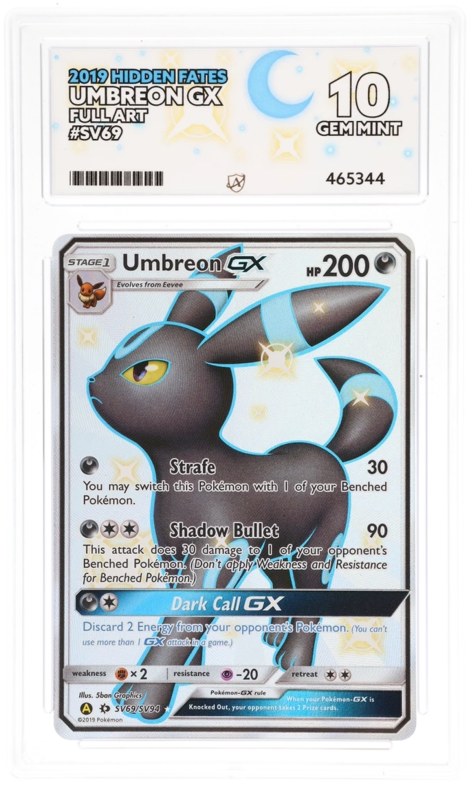 Umbreon Gx SV69/SV94 ACE Hidden Fates Pokemon ACE 10 Gem Mint front