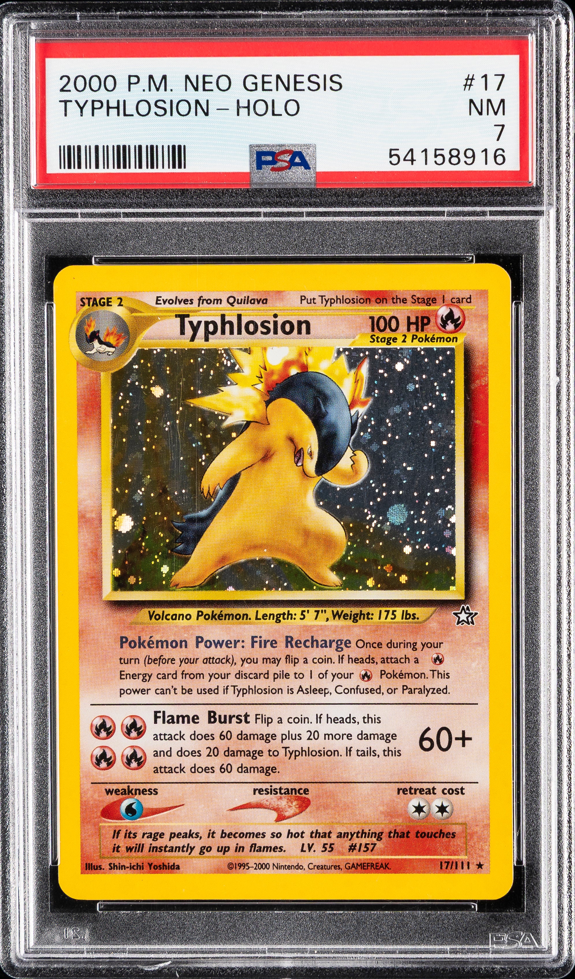 Typhlosion Holo 17/111 Neo Genesis Pokemon PSA 7 front