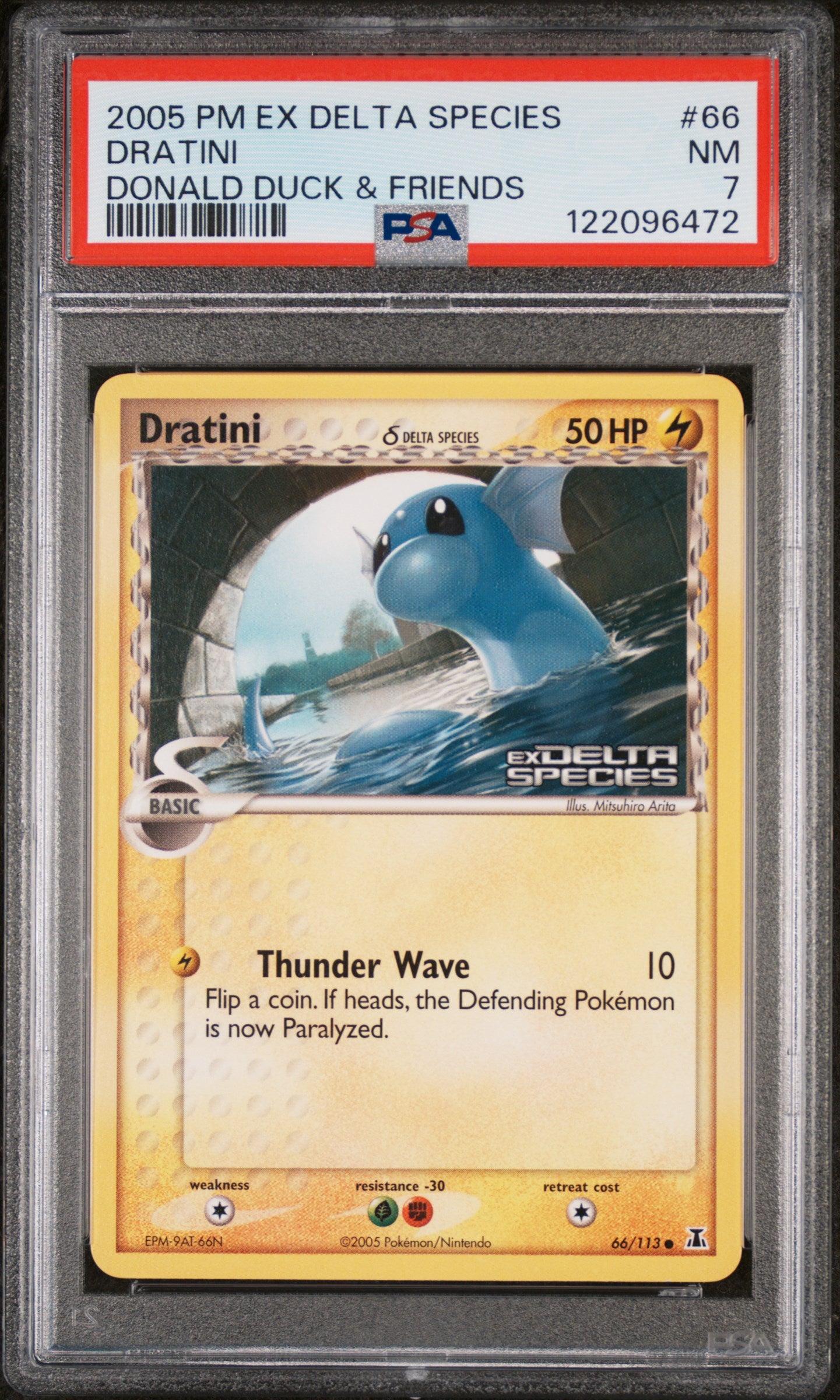 Dratini 66/113 Donald Duck & Friends EX Delta Species Pokemon PSA 7 front