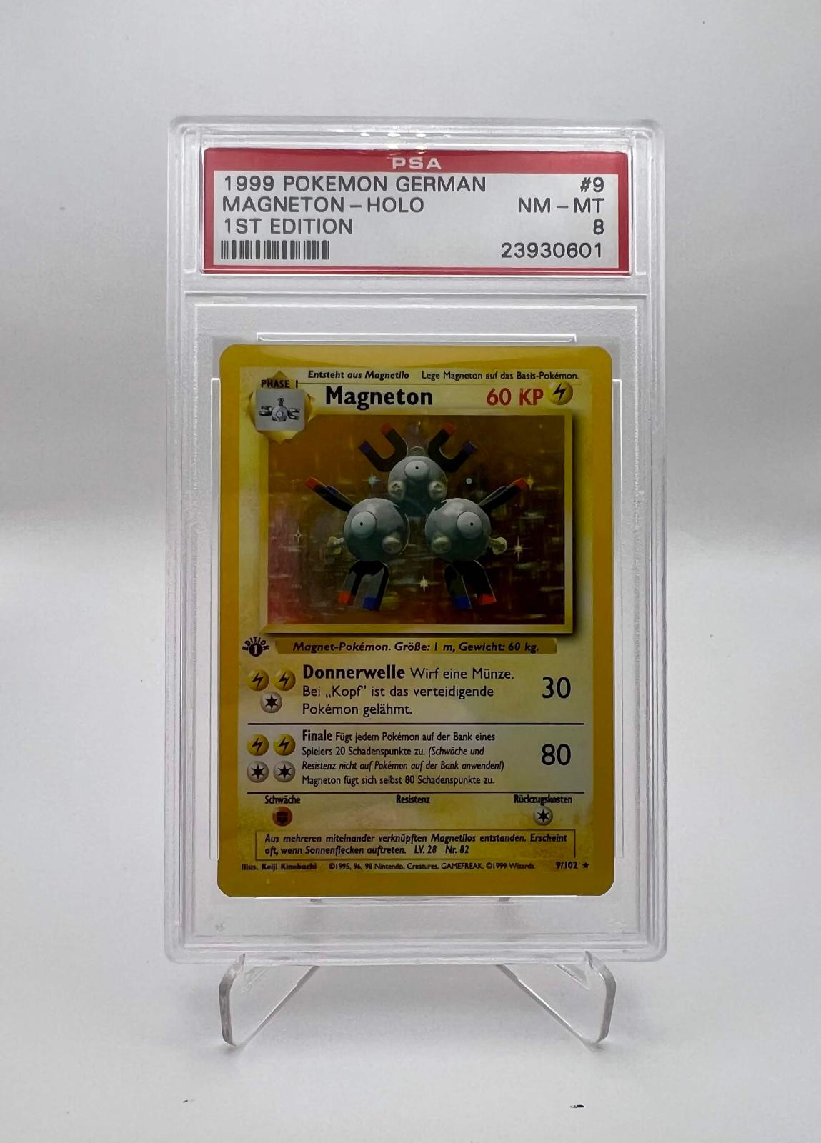 Magneton Holo 9 1st Edition German Pokemon PSA 8 front