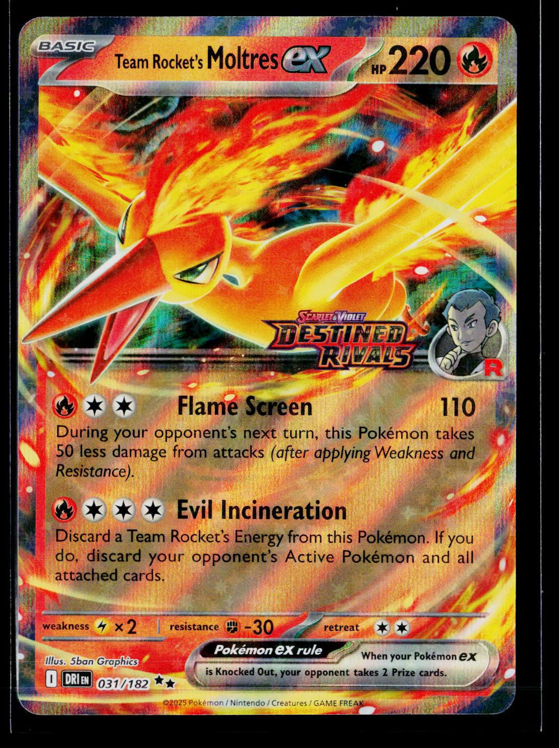 Team Rocket's Moltres ex (Destined Rivals Stamp) -  031/182 (NM)