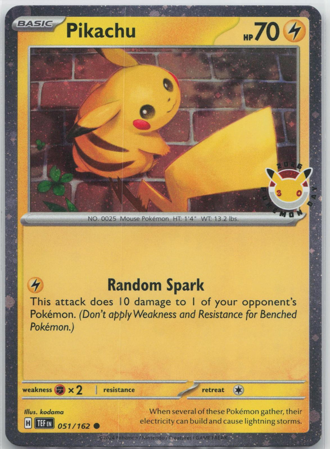 Pikachu (Pokémon Day 2026 Stamp) - Temporal Forces 051/162