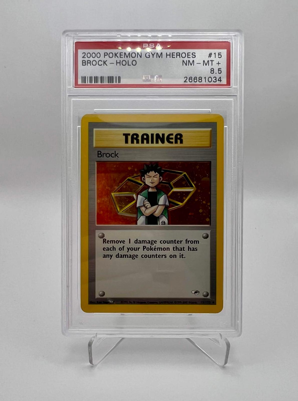 Brock Holo 15/132 Gym Heroes Pokemon PSA 8.5 front