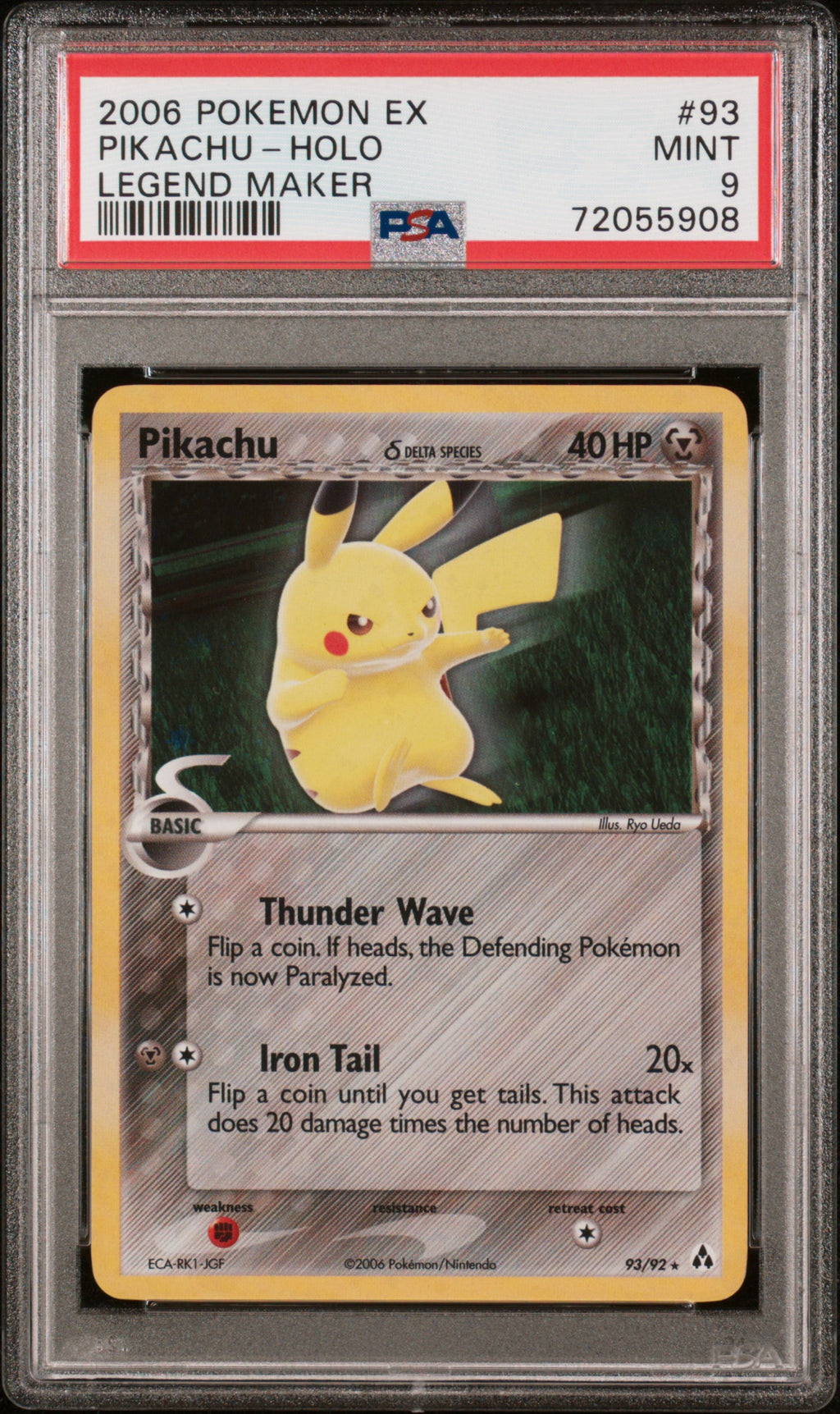 Pikachu Holo 93/92 Legend Maker Pokemon PSA 9 front