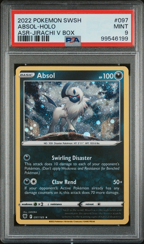 Absol Holo 097/189 Jirachi V Box Astral Radiance Pokemon PSA 9 front